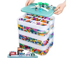 Opbergbox Geschikt voor Lego - Drielaags Organiser - Opslag met Vakken - 3 Niveaus