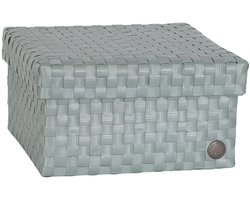 Opbergbox lichtgroen/eucalyptus met deksel – stevige kunststof mand – decoratieve opbergdoos voor woonkamer, slaapkamer en kantoor - Handed By Cube Basket large