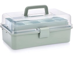 Opbergbox met 3 Stapelbare Lagen – 7 Vakken met Verplaatsbare Verdelers – Organizer voor Knutselspullen, Speelgoed, Kantoorartikelen, Naaibenodigdheden, Visgerei – Transparante Kunststof Opslagdoos