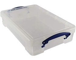 Opbergbox met bakje - Plastic bak transparant - Hobby en kantoor - Stapelbaar en afsluitbaar - 34x20x7 cm - Transparant