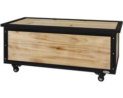 Opbergbox met Deksel - Tuinkussenbox met Wielen - Kussenbox 121L - Tuinbox 100x50x43cm - Weersbestendig - Voor Buiten in de Tuin - Natuurlijk Hout