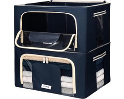 Opbergbox met Rits - Kleding Opbergzak - Ruimte Besparen - Stalen Frame - 40x30x20 cm - Blauw