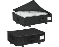 Opbergbox Onder Bed met Wielen 2 Stuks - 45L Opvouwbare Onderbed Opbergdozen met Metalen Bodemsteun - Verrijdbare Bedlade voor Dekbedden, Kleding en Dekens - Zwart