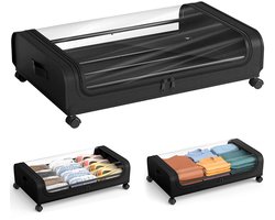 Opbergbox - Onder-Het-Bed - 2 Stuks - 48L*2 - Opbergbox met Wieltjes en Deksel - met Wielen - Opvouwbare Opbergdozen voor Onder het Bed voor Het Opbergen van Kleding - Zwart