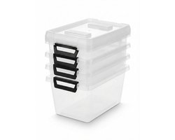 Opbergbox – Opbergdoos – Clipbox – Opbergbox met deksel – Set van 5 stuks – 5 Liter – Transparant – Stapelbaar – Met handvaten – 28x19x15