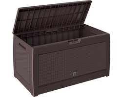 Opbergbox Rotan-look - Tuinbox Kussenbox - Tuinspullen Opbergen - Met Wielen Verrijdbaar - 310 Liter - Antraciet
