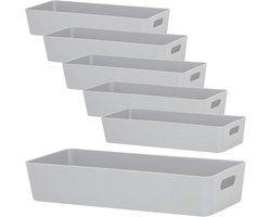 Opbergbox Set - Mandjes Bakken - Lades Organiseren - Stapelbaar Ontwerp - 30x125x6cm - Grijs