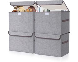 Opbergbox stof - opbergmand opvouwbaar met deksel kleding opbergen dekens opbergbox kledingkast organizer kubus - 38*24*24cm