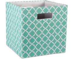 Opbergbox Stoffen Mand - Opvouwbare Bak - Thuis Organiseren - Stevige Constructie - 30x30x30 cm - Lattice Aqua
