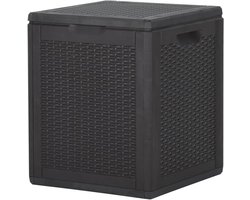 Opbergbox Tuin - Buitenbox Waterdicht - Spullen Opbergen - UV-bestendig Rotan - 90 Liter - Zwart
