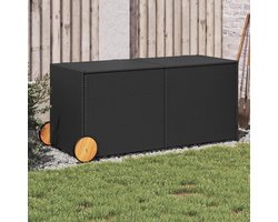Opbergbox Tuin - Kussenbox Buiten - Tuinmeubels Opbergen - Met Wielen - 283 Liter - Zwart