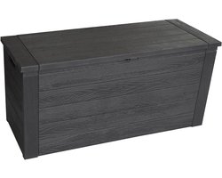 Opbergbox Tuin - Kussenbox Terras - Tuinspullen Opbergen - Houtlook Design - 300 Liter - Antraciet