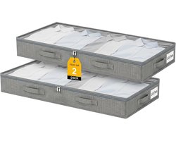 Opbergbox voor onder het bed - Grote opbergbox met ritssluiting - Opvouwbare kledingkast - opbergdoos - 100×50×10 cm - Geschikt voor kleding, beddengoed en dekens - 2 stuks