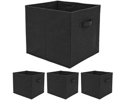 Opbergbox XL - Opvouwbaar - Set van 4 - Zwart - 33x38x33 cm