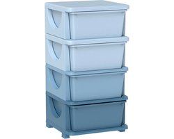 Opbergboxen - Ladekast met opbergdoos - Speelgoed organizer - Speelgoedkast - Blauw - 37cm x 37cm x 76cm