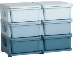 Opbergboxen - Ladekast met opbergdoos - Speelgoed organizer - Speelgoedkast - Blauw- 75L x 37B x 56,5H cm
