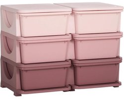 Opbergboxen - Ladekast met opbergdoos - Speelgoed organizer - Speelgoedkast - Roze - 75L x 37B x 56,5H cm