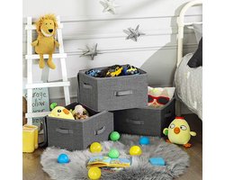 Opbergboxen - Met deksel - Set van 3 - Opvouwbare stoffen dozen - Met handvaten