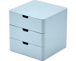 Opbergboxen - Opberger - Make-Uporganizer - Ladebox - Bureau-Organizer Laden - Stapelbare Bureau-Organizer - Opbergdoos Laden - Met 3 Laden - Voor Kantoor, Bureau, Accessoires voor Thuis, School, Papier 0f Badkamer - Blauw
