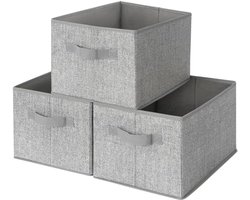 Opbergboxen, pak van 3 stoffen opbergdozen, opbergbakken, kast organizer opbergen en organiseren, opvouwbare opbergdoos voor kleding, wardrobe storage boxes - Grijs