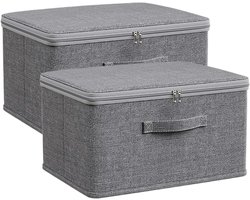Opbergboxen Set - Opbergkubussen Mand - Huis Organiseren - Versterkte Handgrepen - 2 Stuks Large - Grijs