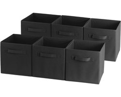 Opbergboxen – Set van 6 Opbergmanden voor Kast – Vouwbare Kleding Organizer – Opbergers voor Speelgoed, Badkamer, Keuken – 26.7x26.7x28 cm – Zwart