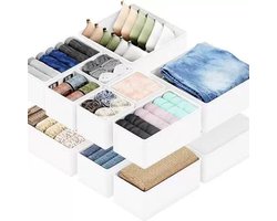 Opbergboxenset (12-delig) – Kledingverdelers – Lade-organisatiesysteem – Opvouwbare stoffen opbergbakken – Speciale organizers voor ondergoed & kledingkasten – Ideaal voor het opbergen van kleding, bh's, sokken, dassen, enz. – 42 x 12 x 10 cm