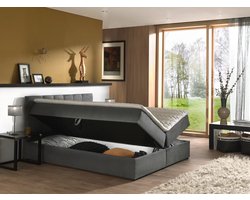 Opbergboxspring Tokio - 180x200 cm - Inclusief bonellvering matrassen - Met Koudschuim topper 4CM - Tweepersoons bed met opbergruimte