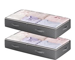 Opbergcontainers Onder Bed - Opbergdozen Kleding - Ruimte Organiseren - Grote Capaciteit 90L - 2 Stuks - Grijs