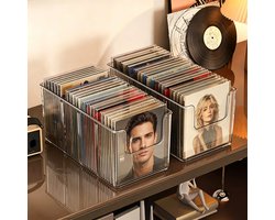Opbergdoos – 2 stuks – 26 x 13,5 x 11 cm – CD-opbergrek – CD-opbergkoffer – CD-sorteerdoos – CD-displaystandaard – CD-opbergplank – CD-verzamelbox – CD-bureaurek – CD-rek met niveaus – CD-opbergkist – CD-display – CD-organizer