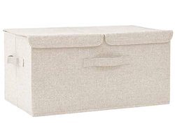 Opbergdoos 50x30x25 cm stof crèmekleurig - praktische en decoratieve oplossing