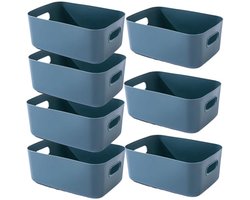 Opbergdoos 7 Lagen met Handgrepen voor Keuken en Badkamer - Kunststof Organizer Box (Blauw, 25x18x10 cm)
