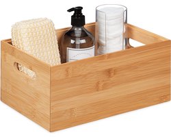 opbergdoos - bamboe - stapelbaar - zonder deksel - 14 x 30 x 20 cm - met handgrepen - natuur