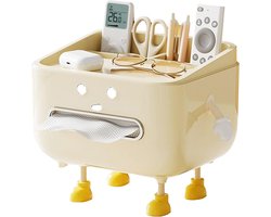 Opbergdoos - Bureauorganizer - 2 aparte vakken - veelzijdig inzetbaar - stevig PP-materiaal - perfect voor woonkamer, slaapkamer en kantoor