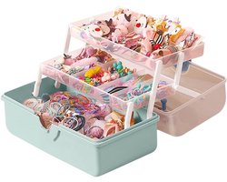 Opbergdoos Haaraccessoires - Kinder Haarspullen - Netjes Opbergen - Gelaagd Ontwerp - Groot Formaat - Blauw