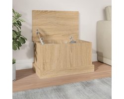 Opbergdoos Hout - Opbergkist Tuin - Buiten Leven - Waterdicht Deksel - 50x30x28 cm - Sonoma Eik