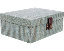 Opbergdoos Houten Mand - Decoratieve Box - Sieraden Opbergen - Natuurlijk Houtmateriaal - 23 cm - Multicolor