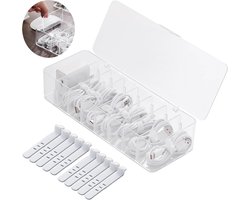 Opbergdoos - Kabelopbergdoos - Kabelmanagementdoos - Kabelorganizer met 10 kabelbinders - Kabelopbergdoos - Doorzichtige plastic opbergdoos voor bureau - Werkbank - Woonkamer - Slaapkamer (groot formaat met deksel)