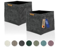 Opbergdoos Kallax Inzetstuk 33 x 33 x 31 cm - Vouwbare Opbergbox van Corduroy - Donkergrijs