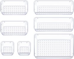 Opbergdoos - lade-organizer - 7-delige PET-stippen - cosmetica-organizer - kaptafelorganizer - kan worden gebruikt in kleedkamer, keuken, badkamer, kantoor, kaptafel - transparante lade-opbergdoos