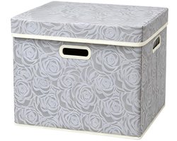 Opbergdoos - Maat S: 25 x 20 x 17 cm – Opbergbak – Opbergdoos met deksel – Opbergdoos met rozenmotief – Organizer – Opbergdoos voor in de kast – Opbergbak voor kleding – Geschikt voor het opbergen van kleding, het ordenen van spullen, enz.