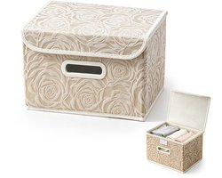 Opbergdoos - Maat S: 25 x 20 x 17 cm – Opbergbak – Opbergdoos met deksel – Opbergdoos met rozenmotief – Organizer – Opbergdoos voor in de kast – Opbergbak voor kleding – Geschikt voor het opbergen van kleding, het ordenen van spullen, enz.