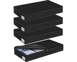 Opbergdoos met deksel - 4 stuks - 12 cm slanke laag profiel - onderbed kledingorganizer - thuis deken speelgoed opbergdoos - onder bank kinderbed - stevige onder zijkanten - opvouwbare