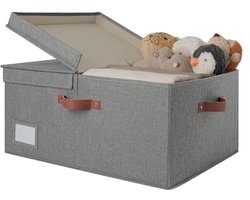 Opbergdoos met Deksel - Extra Groot, Opvouwbare Opbergmand in Donkergrijs