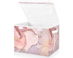 Opbergdoos met deksel - Roze marmer - Stapelbaar