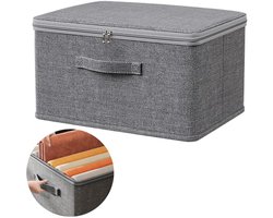 Opbergdoos met klepdeksel, ruime kledingkastorganizer, opbergdoos voor onder het bed, 49*37*31 cm - grijs