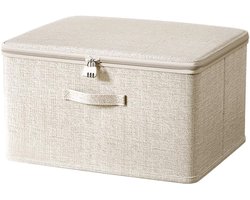 Opbergdoos met stoffen deksel - Afsluitbare doos - Kreukvrij en duurzaam - Geschikt voor het opbergen van kleding en speelgoed - 40x30x21 cm