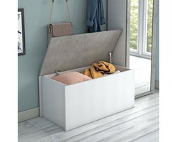 Opbergdoos - Moderne kist - Ruim Opbergen - Soft-close sluiting - 90x45x45 cm - Wit Beton