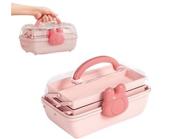 Opbergdoos – Opbergbak – Doos voor kinderhaaraccessoires – 27,5 × 14,5 × 15 cm – Kunststof – Roze