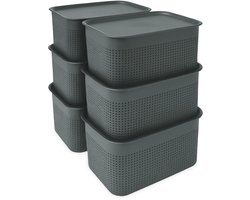 opbergdoos - set van 6 - donkergrijs
